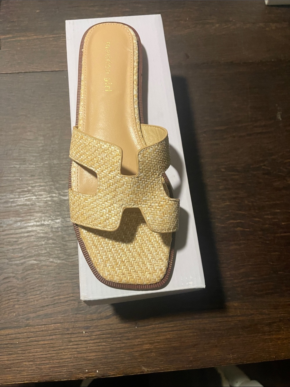 NWT Madden Girl Woven Slide Sandal in Straw Yellow - Size 9.5